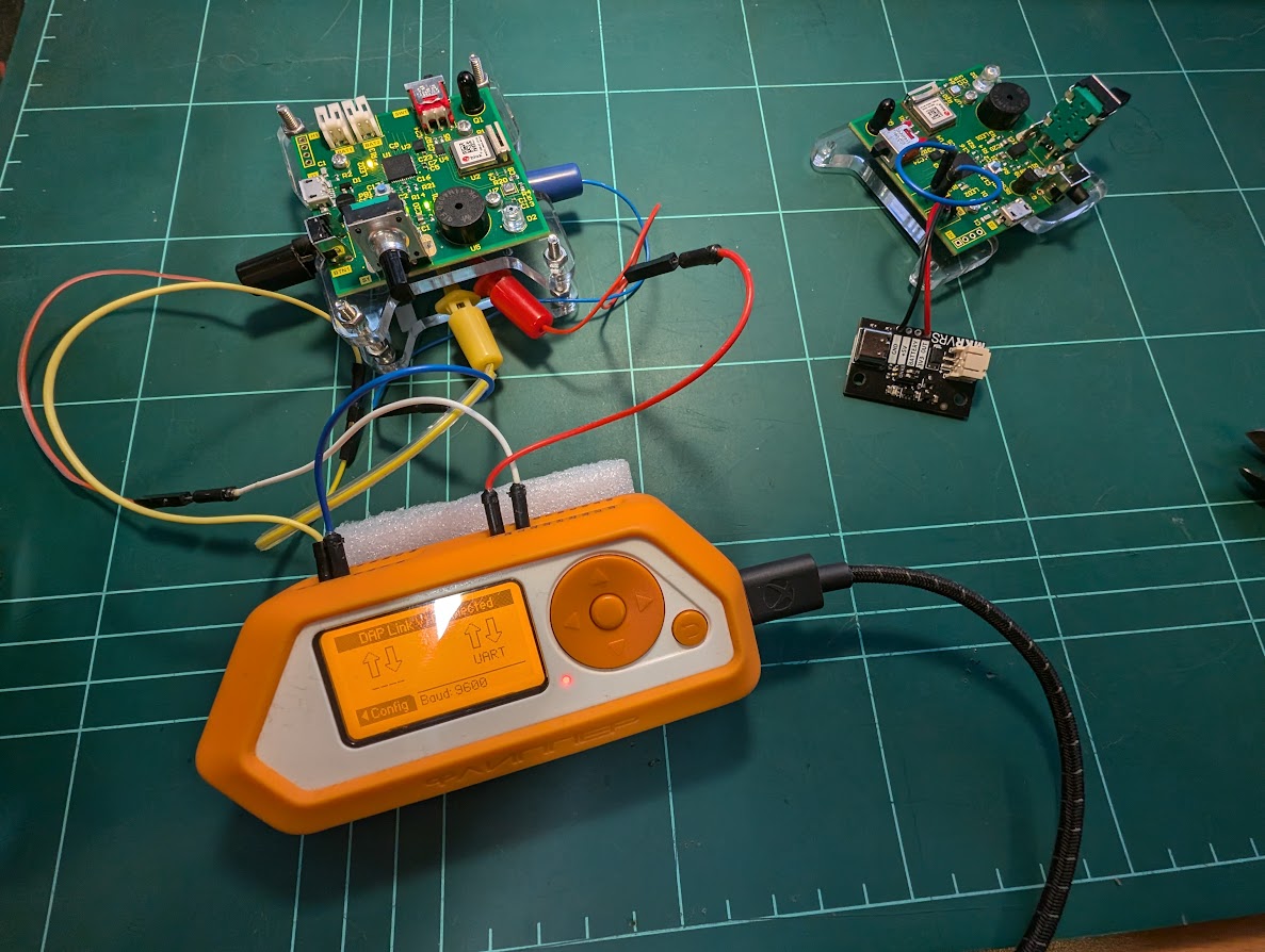 Assmebled jig connected to hardware debugger