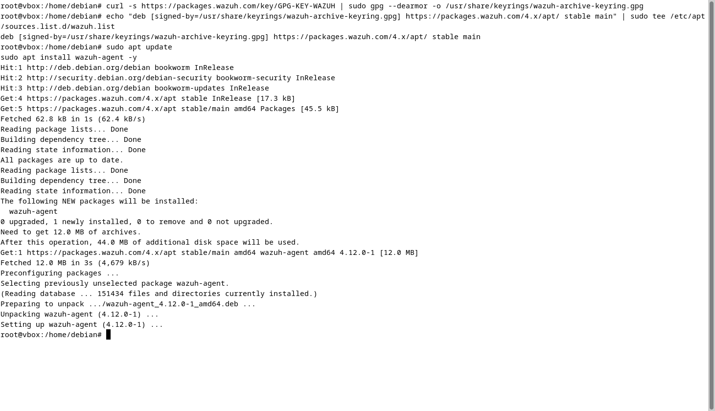 Debian-Wazuh agent setup