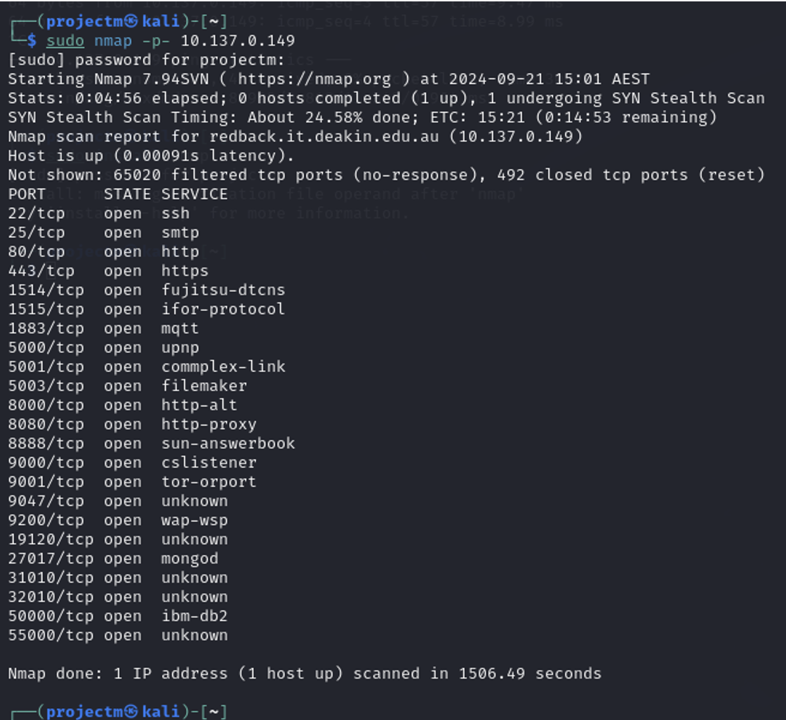 Scanning all the ports