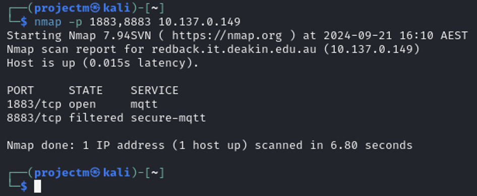 Scanning the MQTT Ports