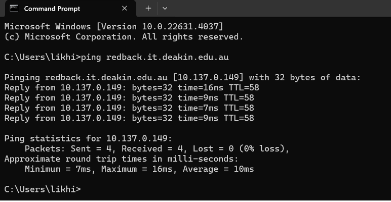 Ping the IP Address