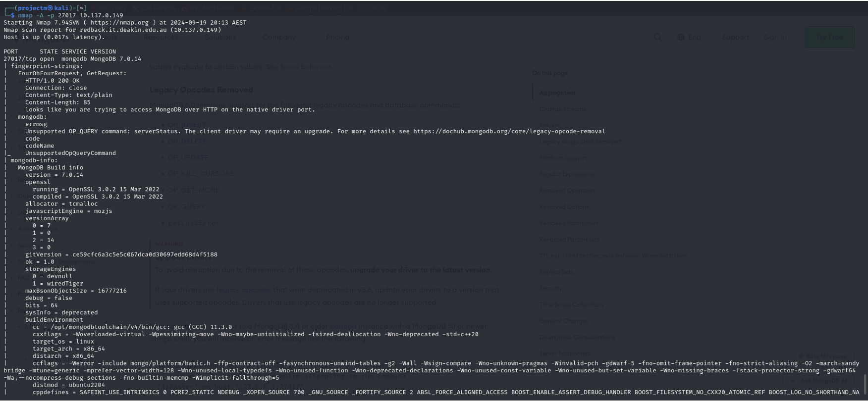 Version Detection of Port 27017