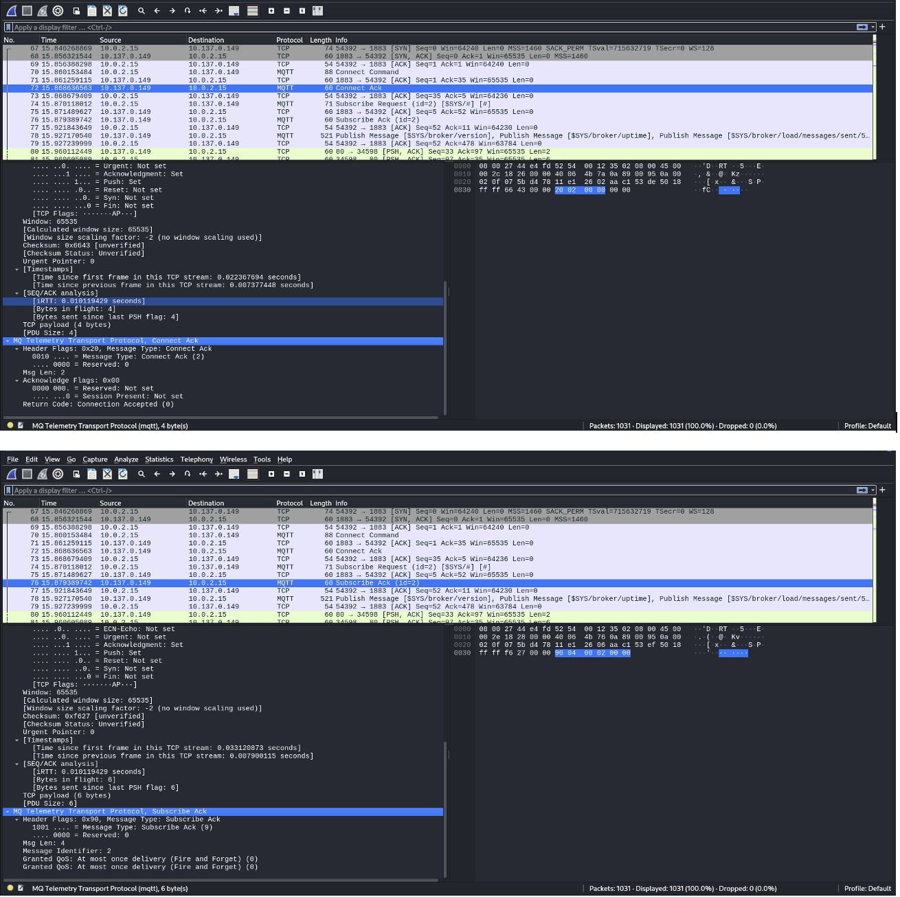 Wireshark Capture when Subscribed to all the Scripts