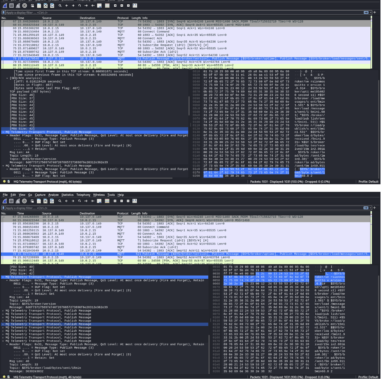 Wireshark Capture when Subscribed to all the Scripts