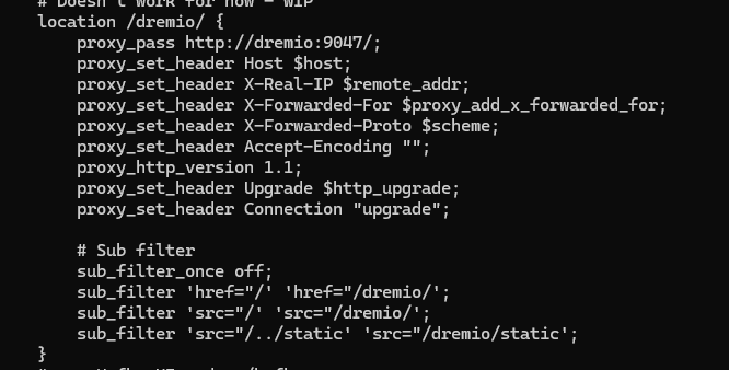 Dremio config
