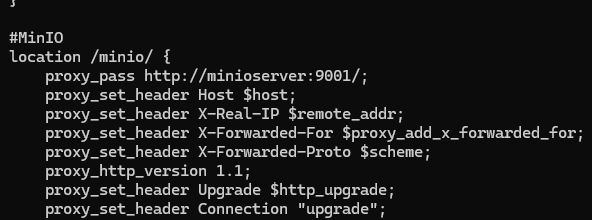 MinIO config
