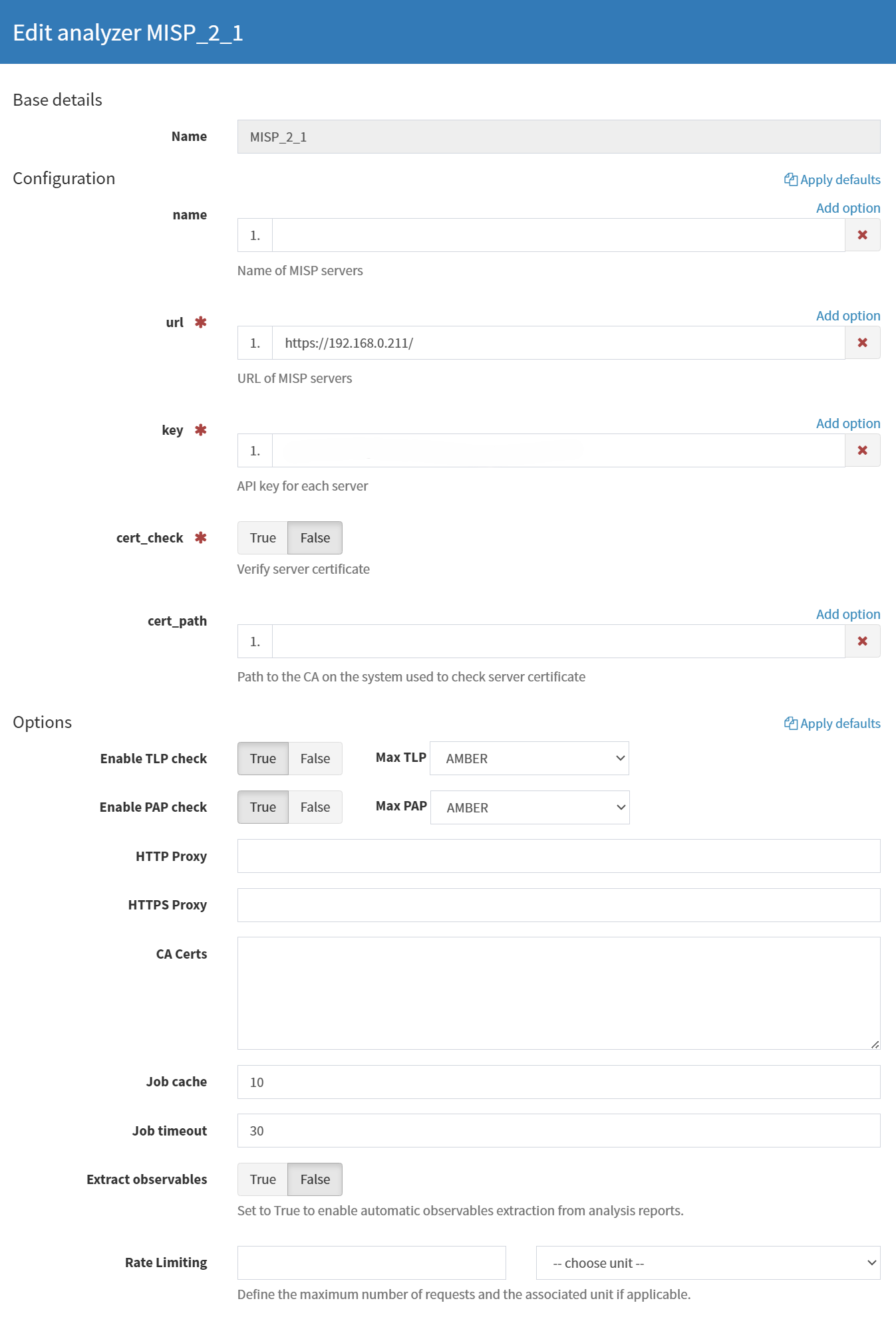 misp analyzer configuration