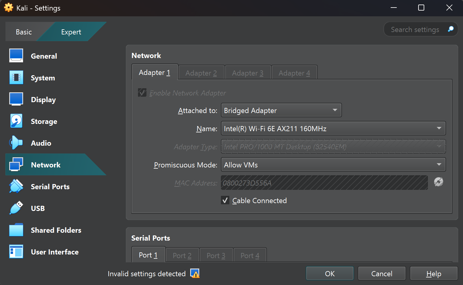 Network Configuration on Virtual Box