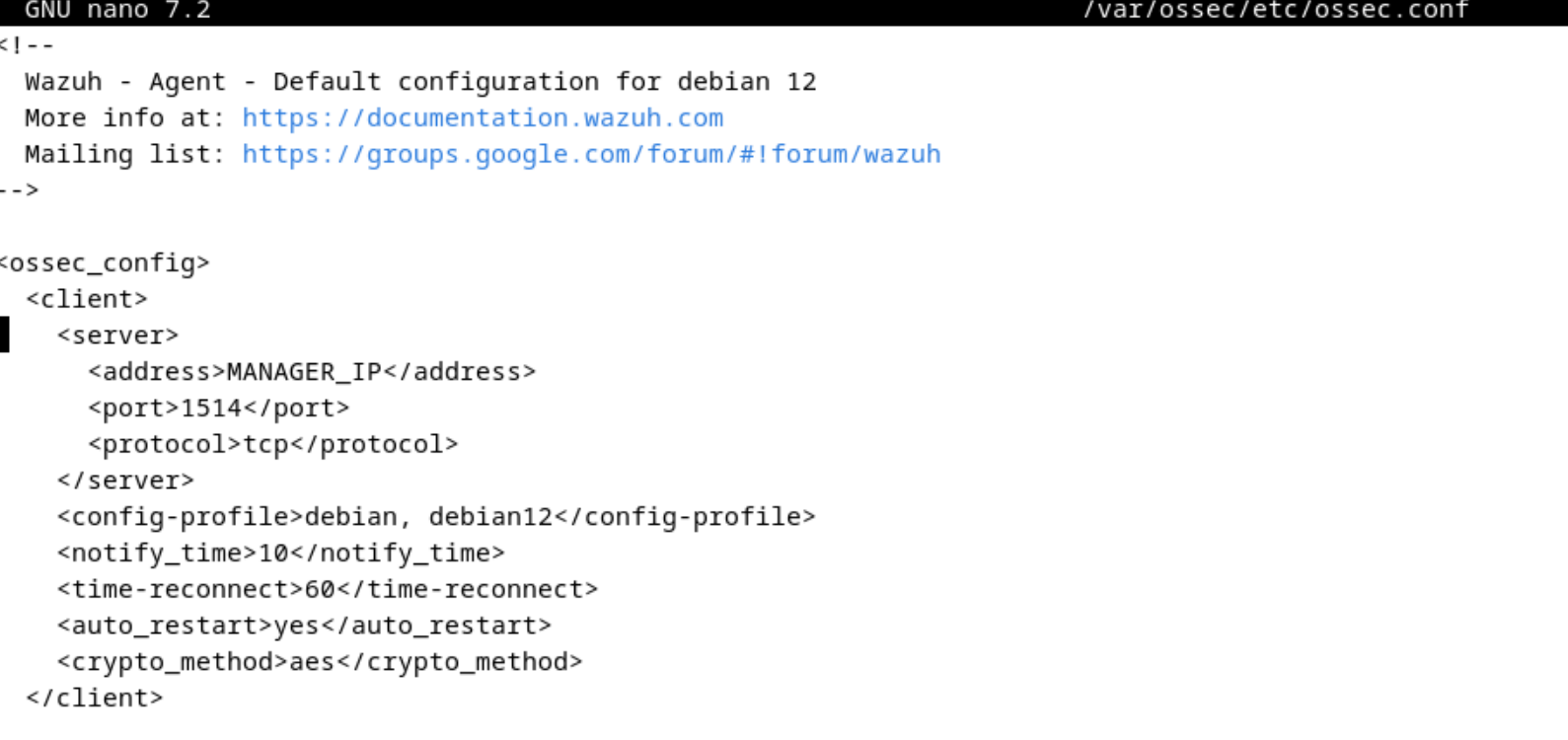 ossec.conf screenshot
