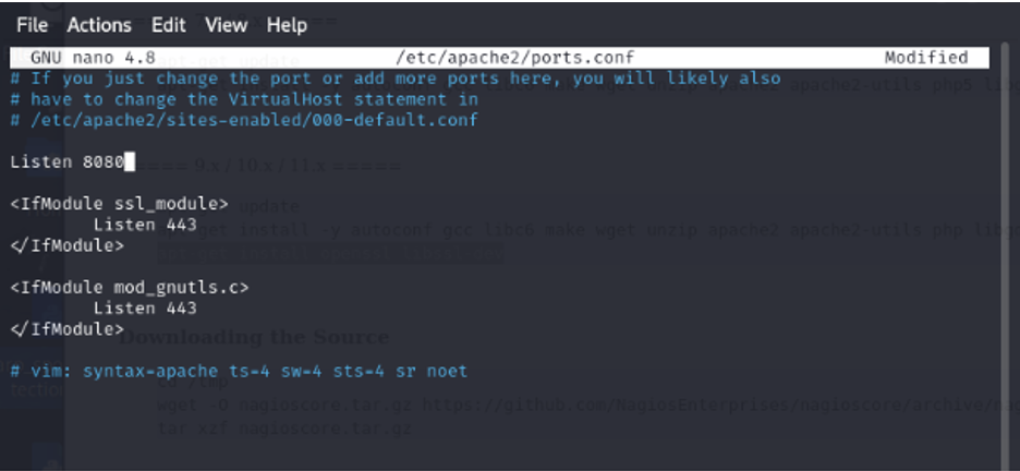 Port configuration for Nagios