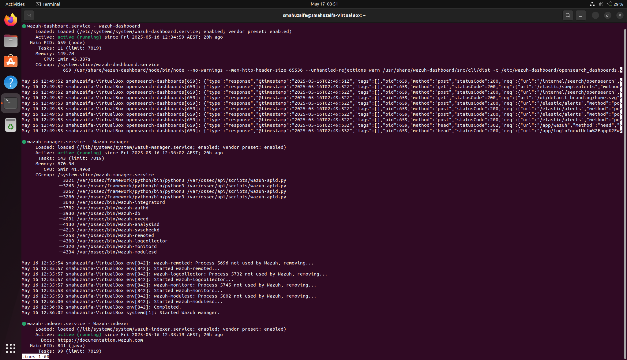 Status of all wazuh related component running