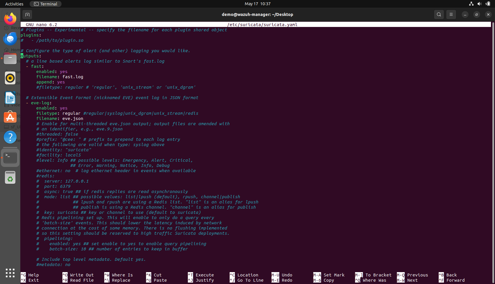 Screenshot of suricata yaml file 2