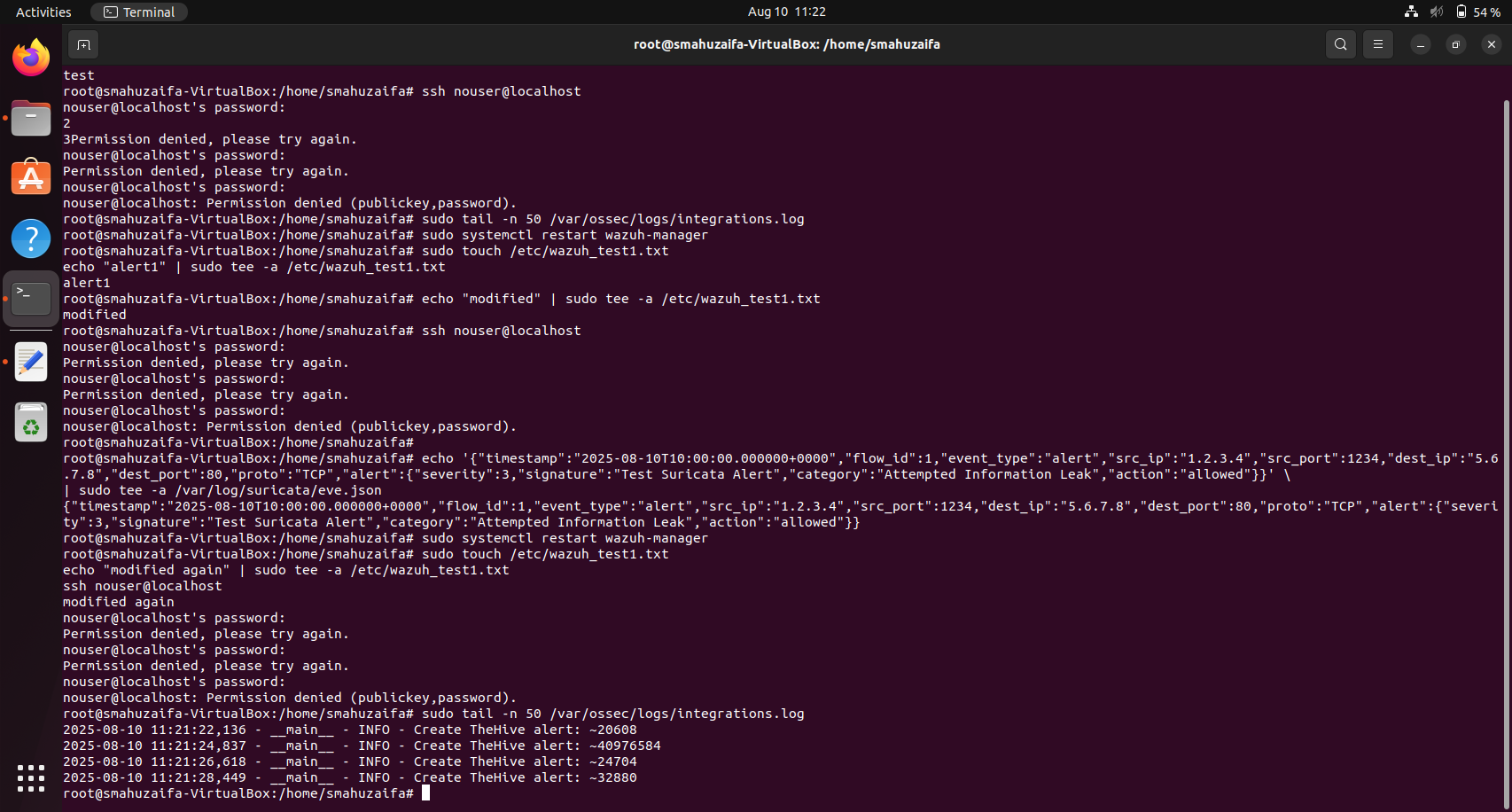 Wazuh Hive Integration logs
