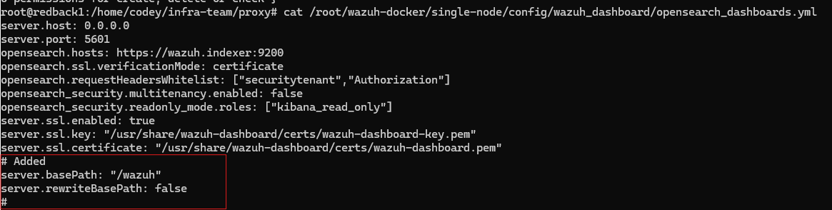 Wazuh dashboard config