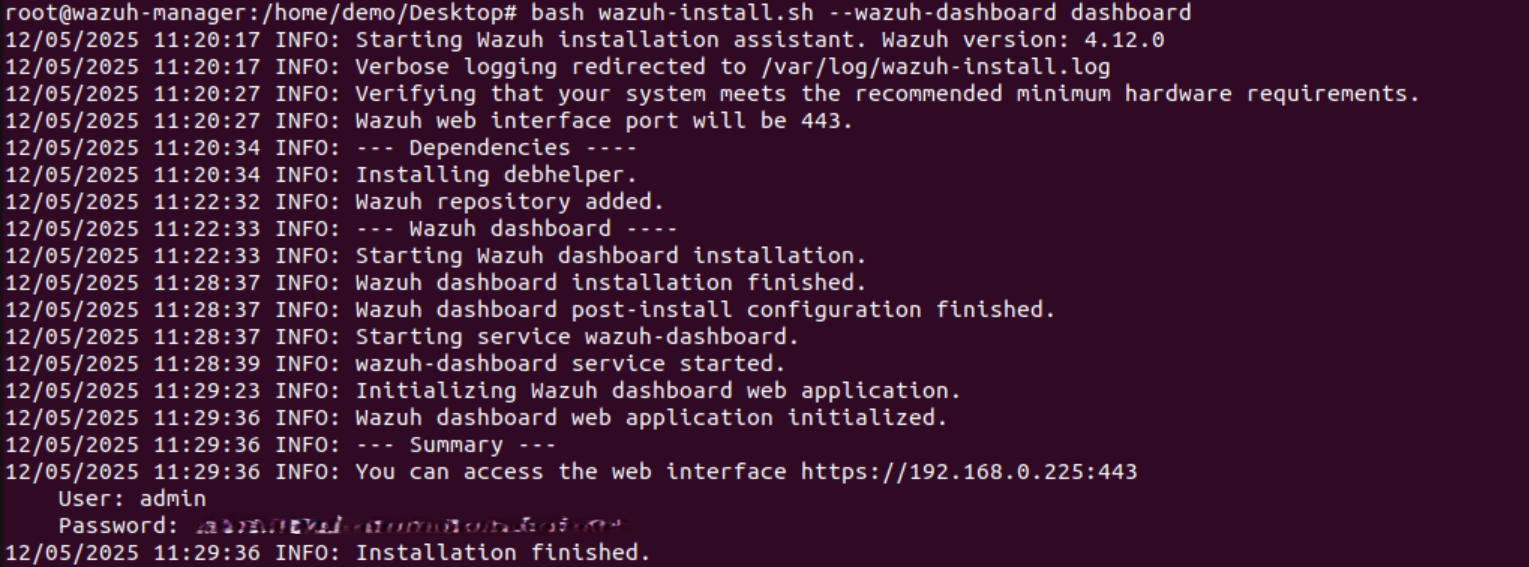 Wazuh Dashboard installation