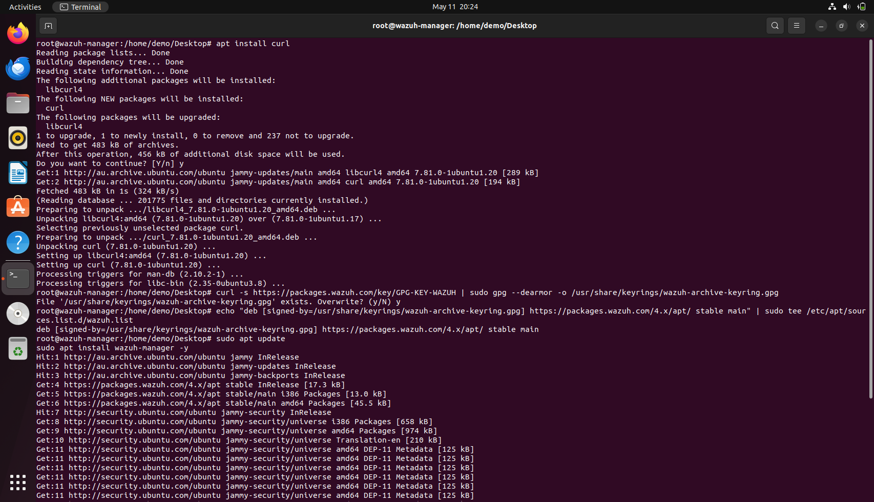 Screenshot of installation
