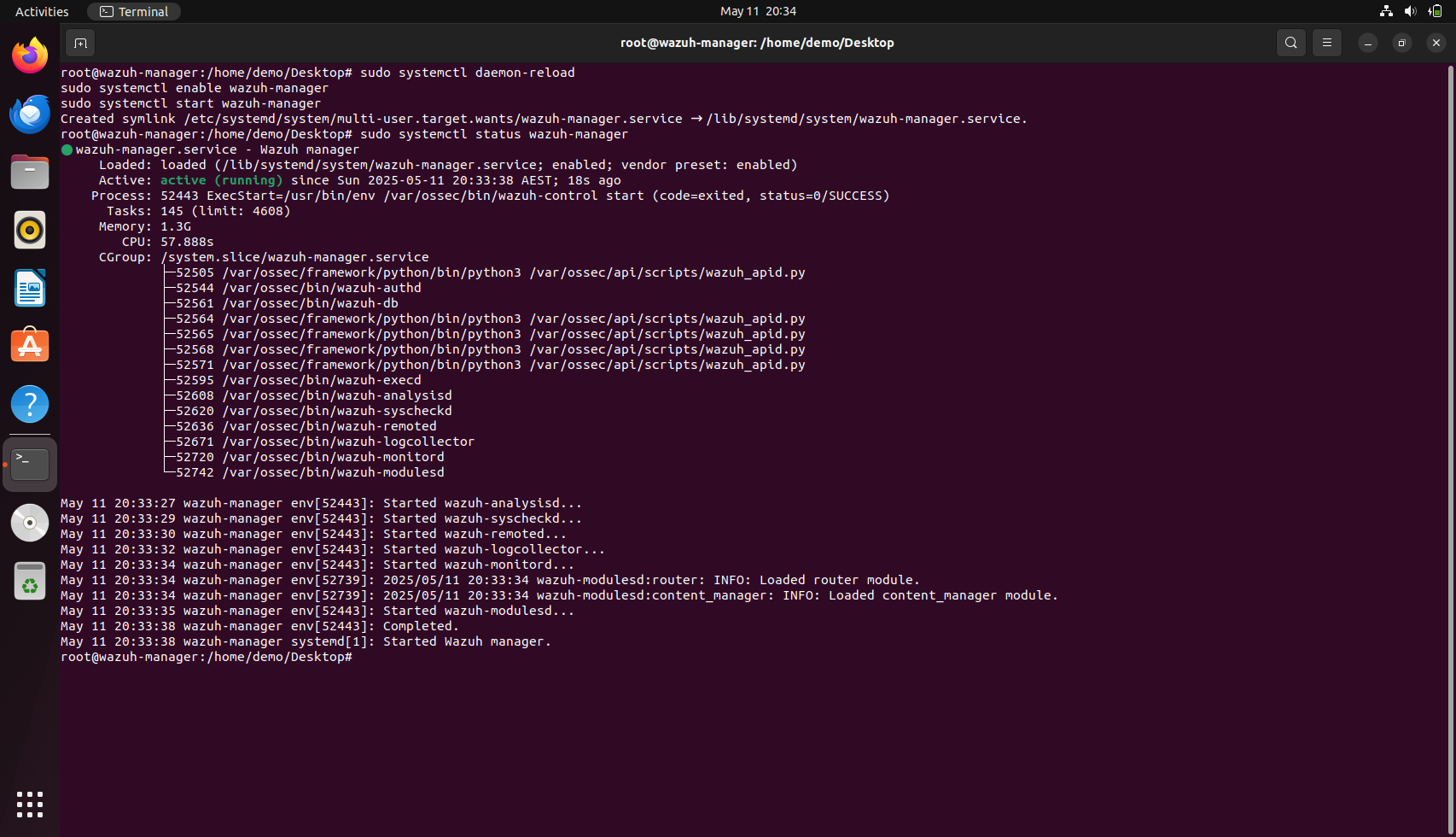 Wazuh Manager running